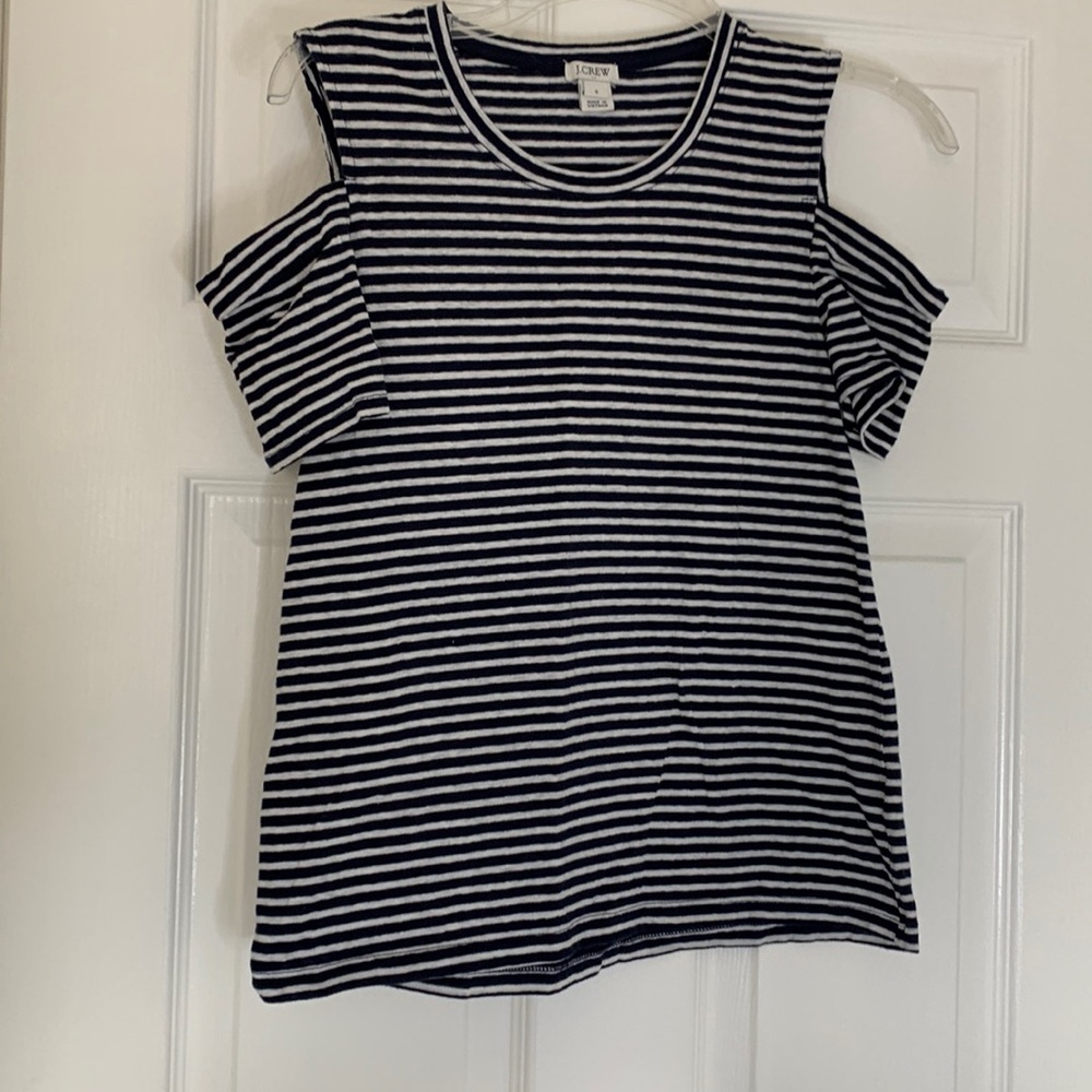 J. Crew Cold Shoulder Striped Top